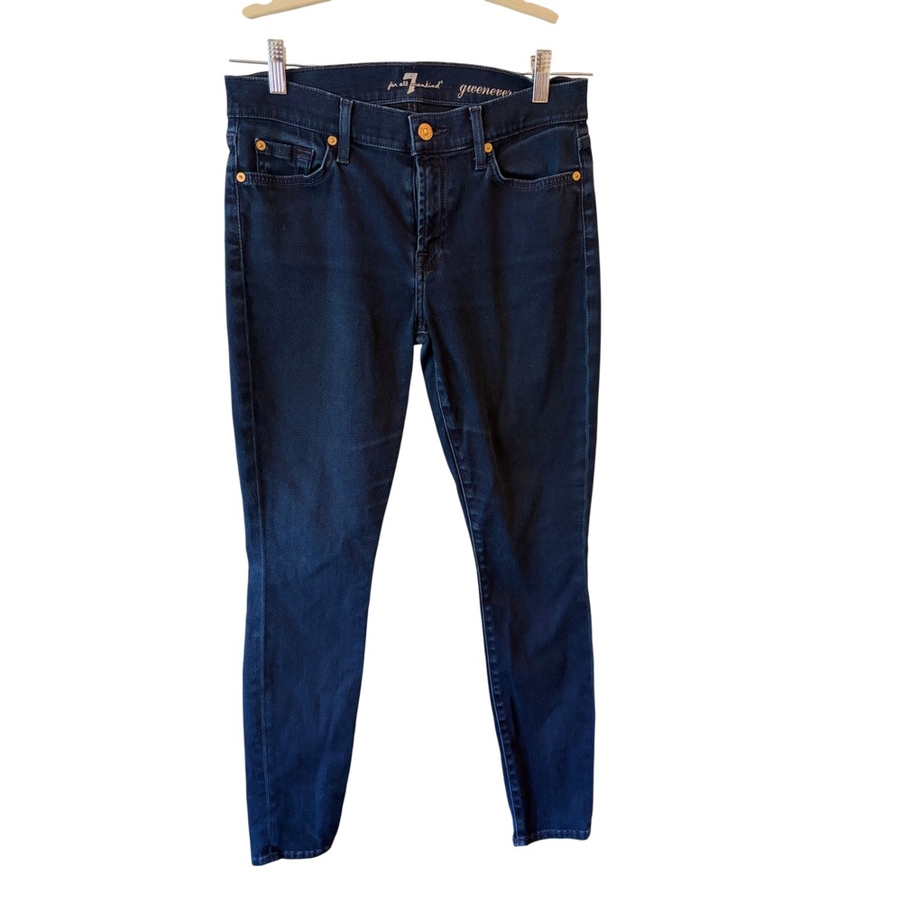 7 For All Mankind Gwenevere Skinny Jeans Dark Indigo Blue Denim Womens Size 29